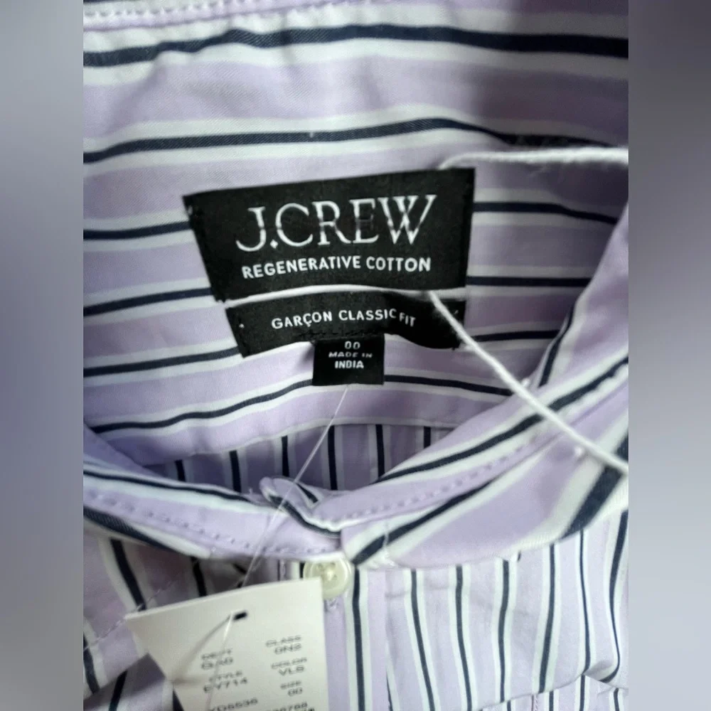 J.Crew Size 00  Garçon classic shirt in striped cotton poplin In Vintage Lilac - Picture 12 of 13